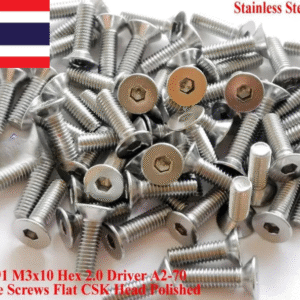 DIN 7991สแตนเลส M3สกรู M3x4 M3x5 M3x6 M3x8 M3x10 M3x12แบน Head Hex 2.0 Driver A2-70ขัด50 pcs QCTI สกรู