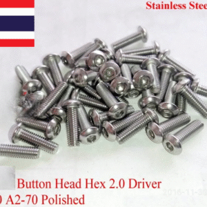 สแตนเลส M3 สกรู M3x2.5 M3x4 M3x5 M3x6 M3x8 M3x10 M3x12 ปุ่ม Head Hex 2.0 Driver A2-70 ขัด 1 pcs QCTI