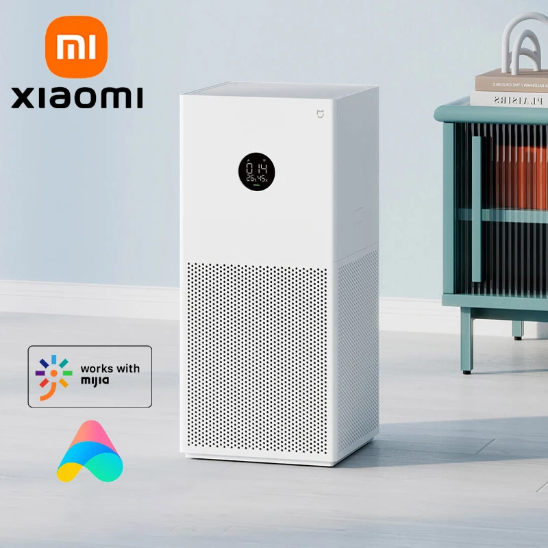 XIAOMI MIJIA เครื่องฟอกอากาศ 4 Lite อัตราต้านเชื้อแบคทีเรีย 99.99% จอแสดงผล LED สี่เท่า Purification Aldehyde Removal Home Air Ionizer